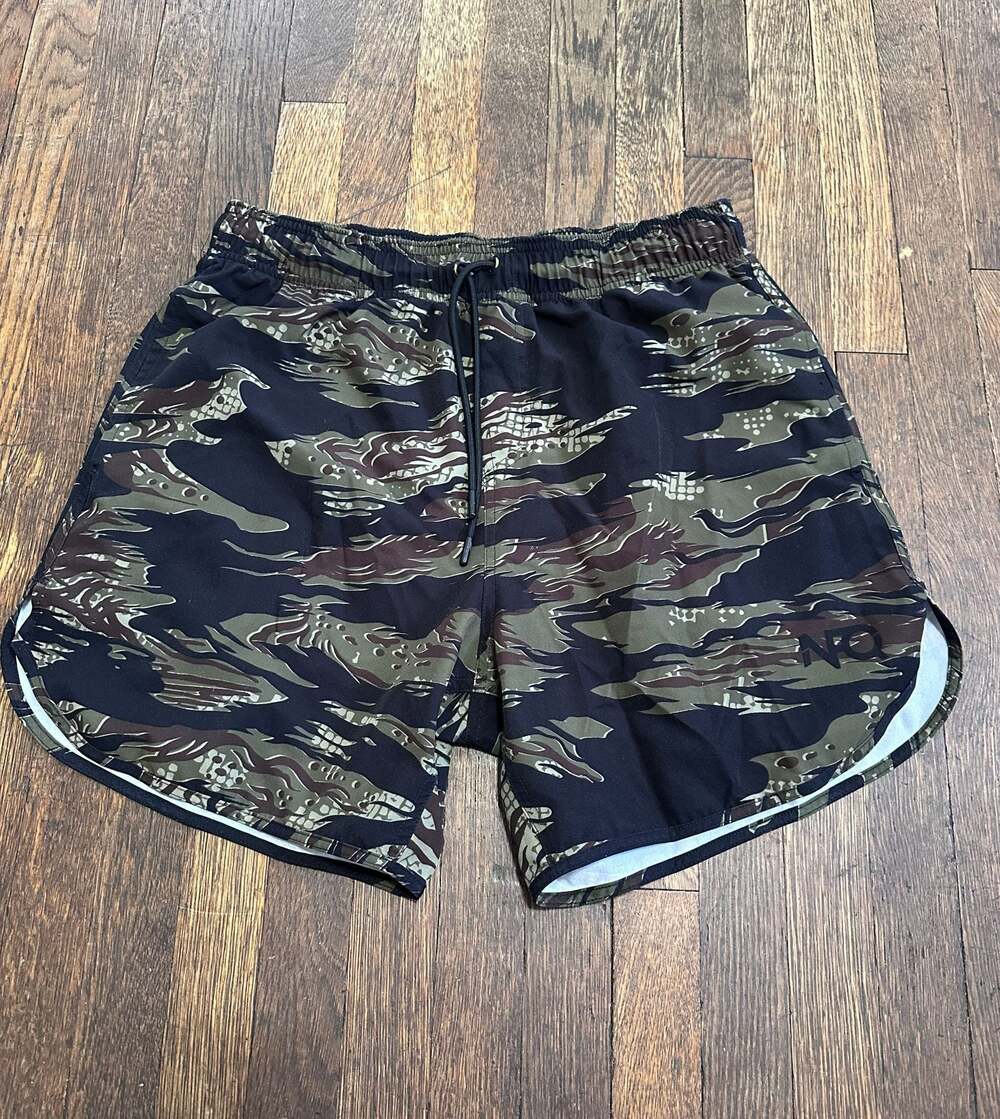NFQ Men's Athletic Training Shorts in Tiger Camo Fitness Gym Casual Large